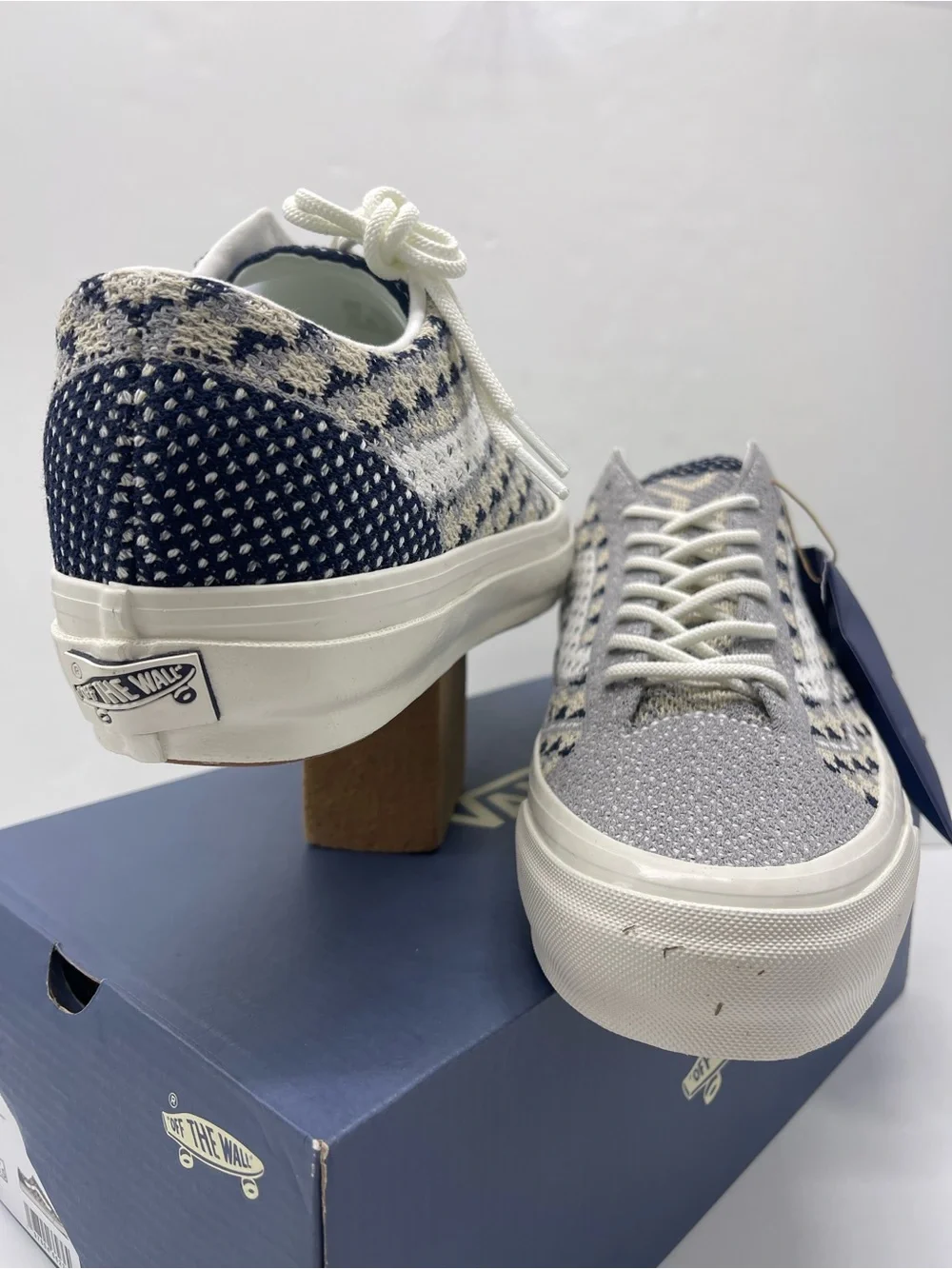 Vans LX Old Skool 36 EK Geo Check Frost Gray Knit Sneakers VN000EFK85T Men’s